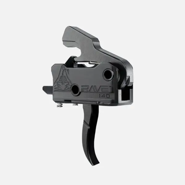 Black firearm trigger mechanism close-up