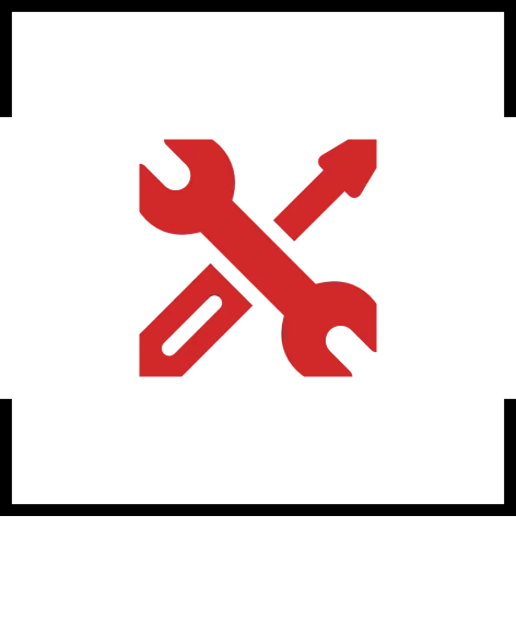 Minimalist red tools logo design.