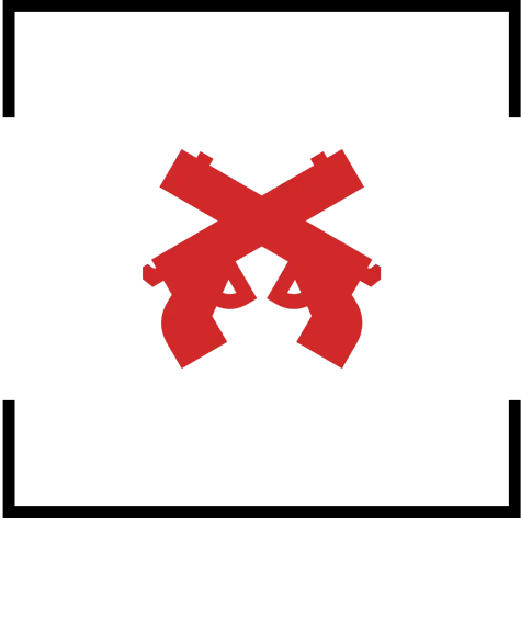 Minimalist red gun silhouette design