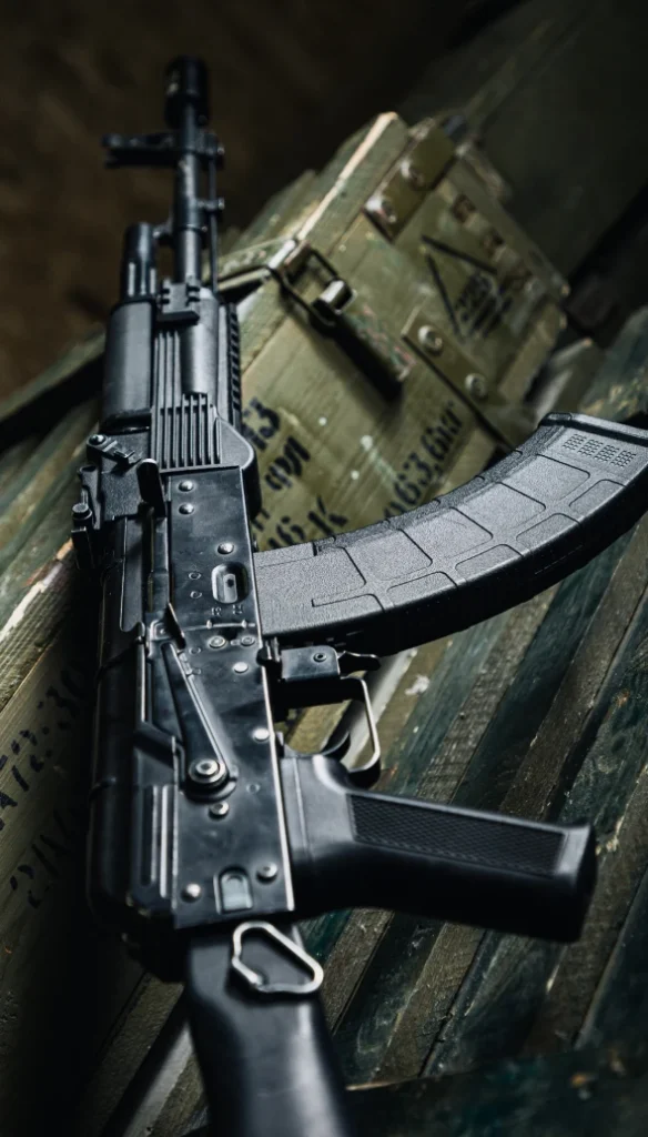 Assault rifle with magazine